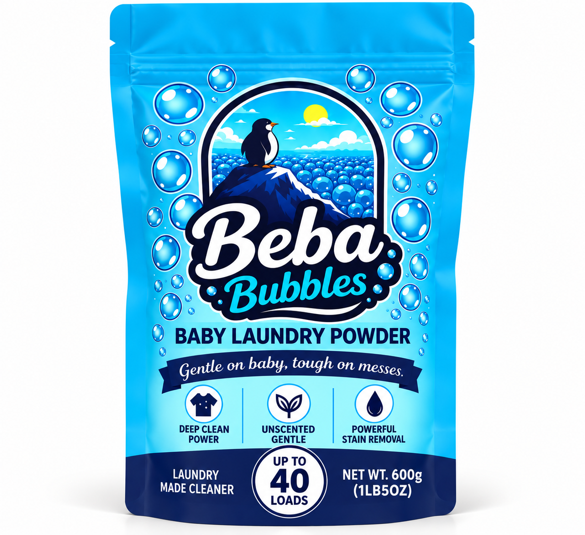 Beba Bubbles Baby Laundry Powder - Unscented (40 loads)