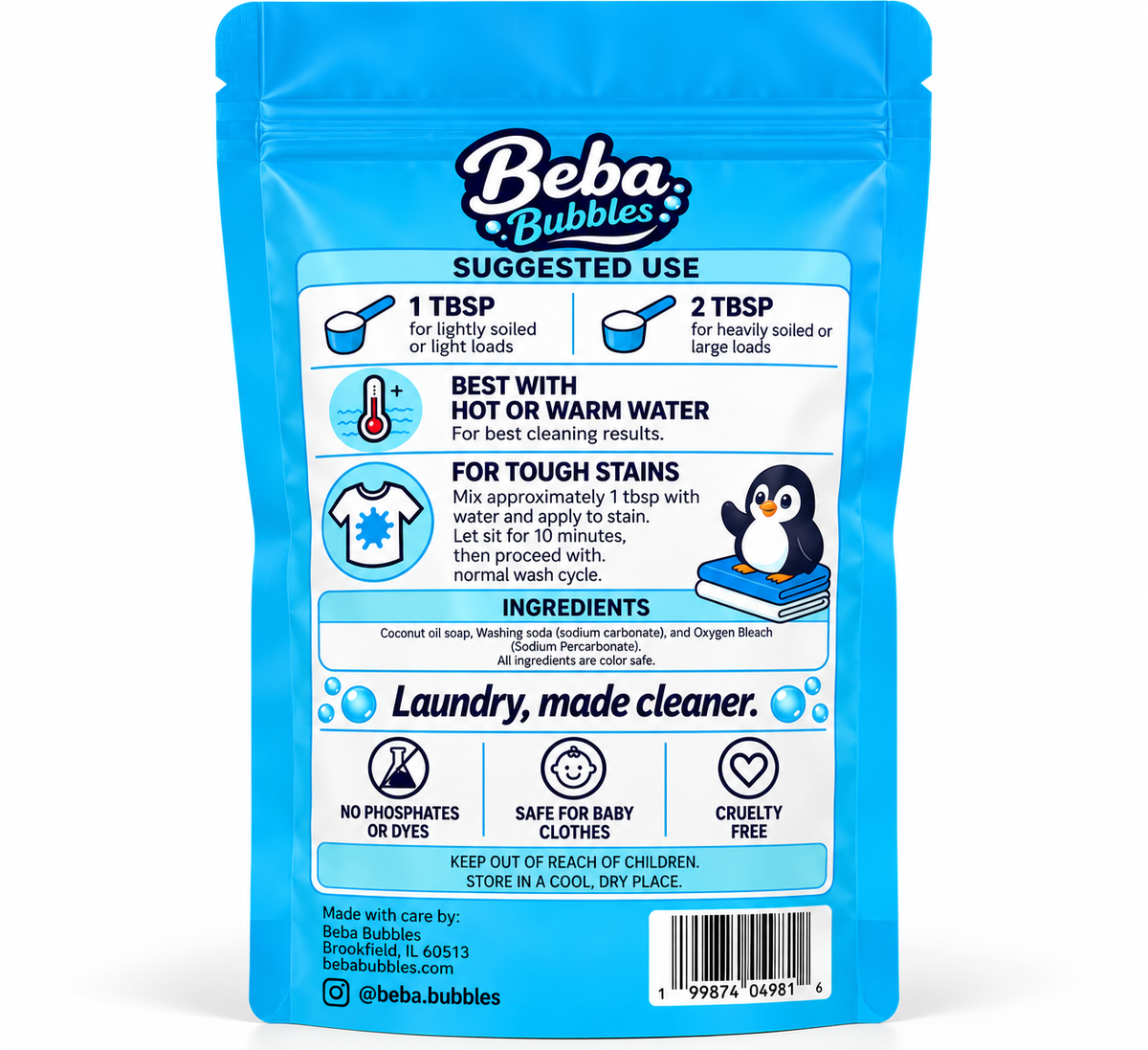 Beba Bubbles Baby Laundry Powder - Unscented (40 loads)