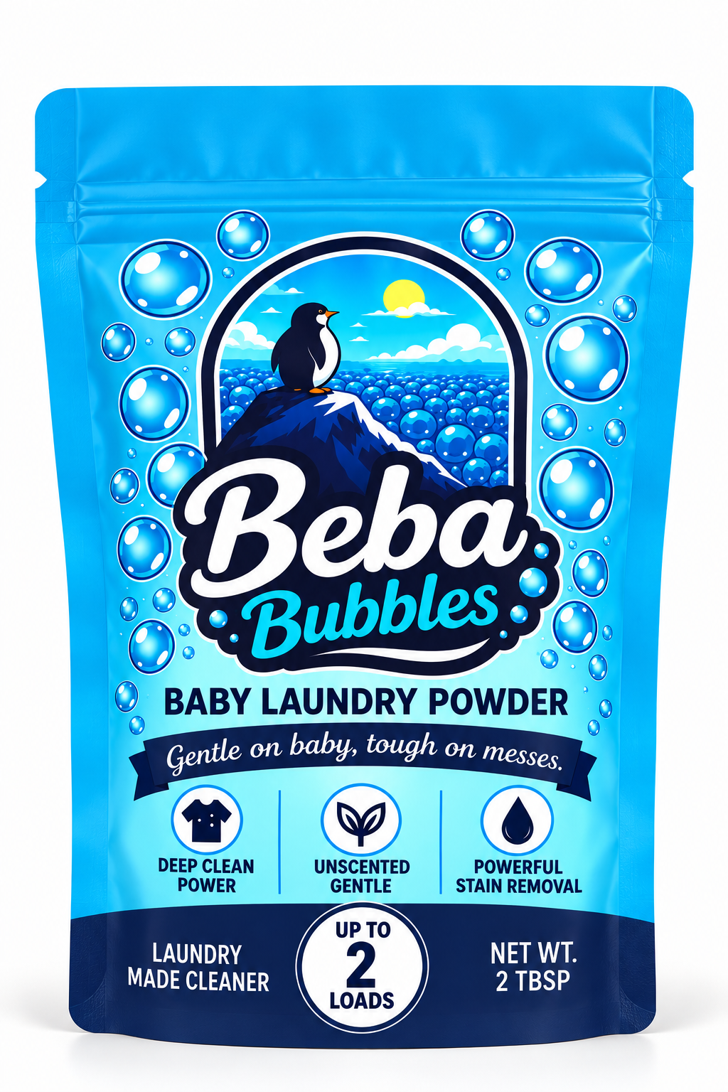 Beba Bubbles Laundry Powder Sample Pouch (3 Pack, Up to 6 Loads)